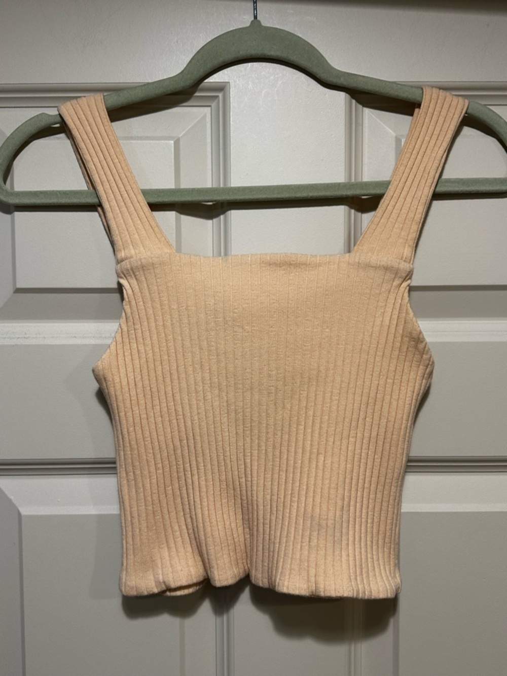 American Eagle Cropped Tank Top Medium Ribbed Wide Strap